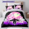 Demon Slayer Pattern Bedding,Quilt Set Quilt Cover Pillowcase Home Birthday Gift (1 * Duvet Cover + 2 * Pillowcase, Without Core)