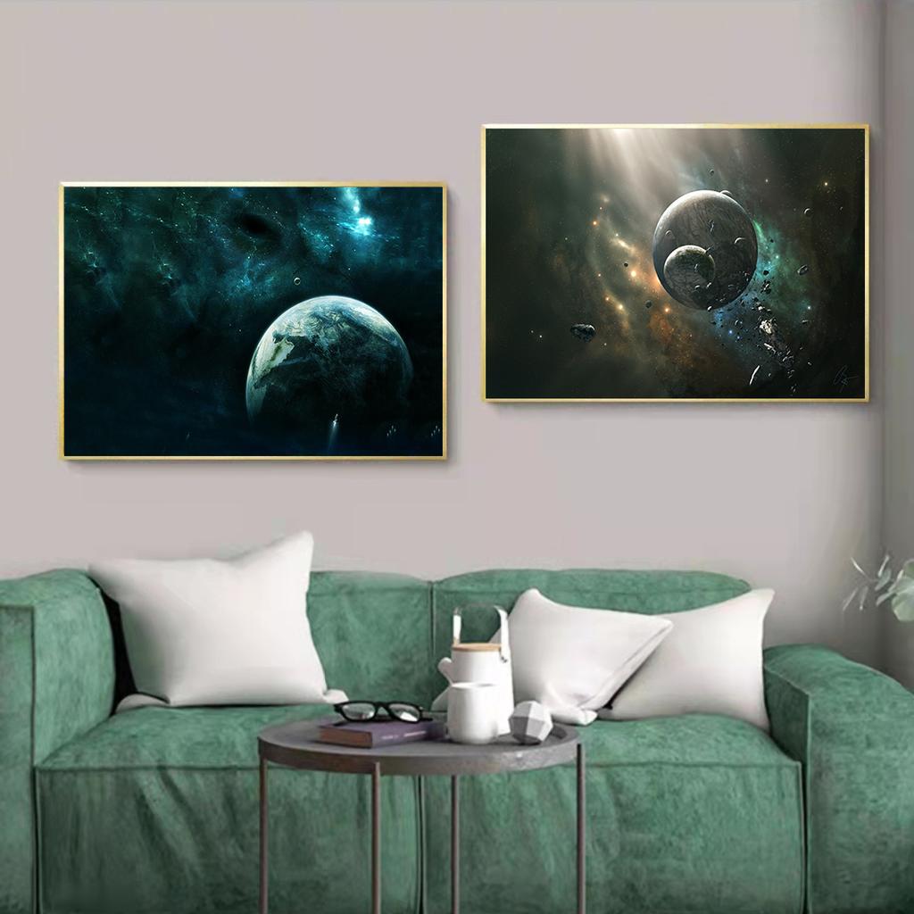 Earth Poster Cosmic Nebula Starry Sky Space Wall Canvas Painting Picture for Living Room Decor Posters and Prints with Unframed