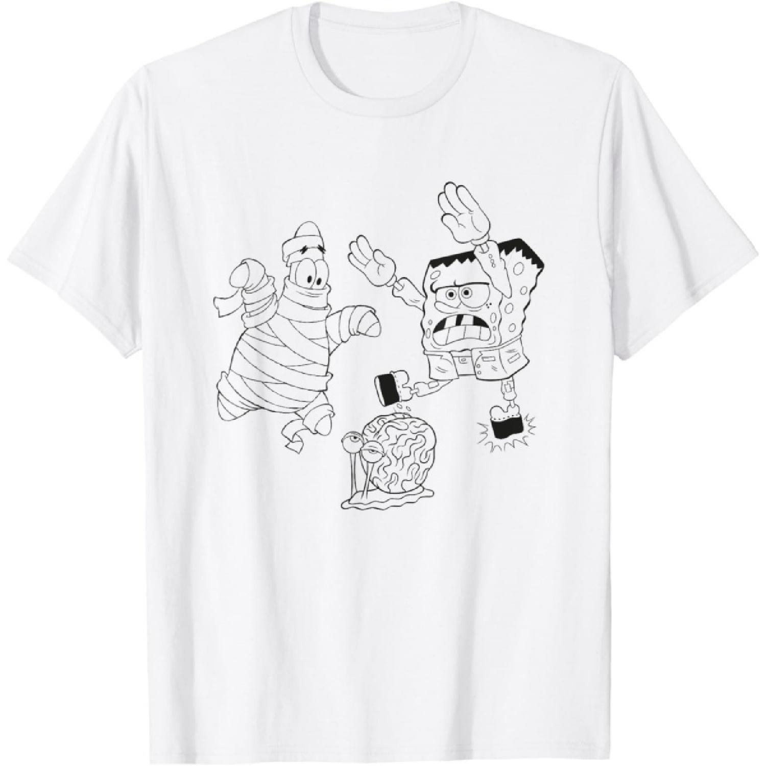Губка Боб Квадратные Штаны Хэллоуин Губка Боб и Друзья Костюмы Футболка S белый