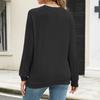 Women's Round Loose Neck Sweatshirt Long Sleeved Pullover Solid Color Hoodie