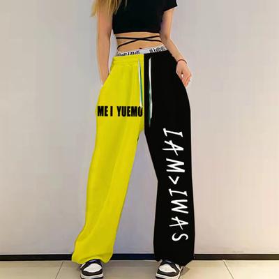 Streetwear Fashion Patchwork Hip Hop Pants Ladies Loose Casual Letter Print Sweatpants Women Hipster Trousers