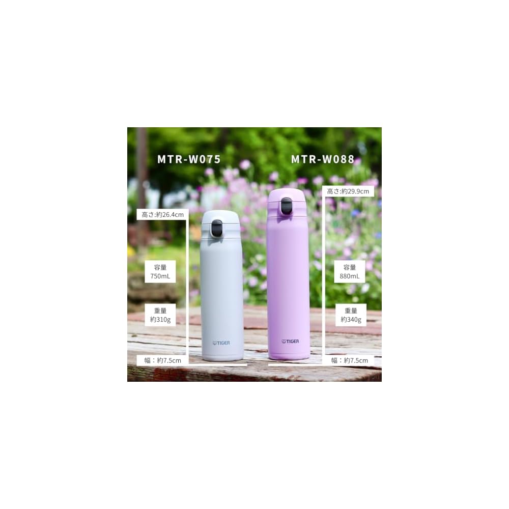 [Integrated Gasket & Dishwasher Safe] Tiger Corporation Water Bottle 750ml One-Push Stainless Steel