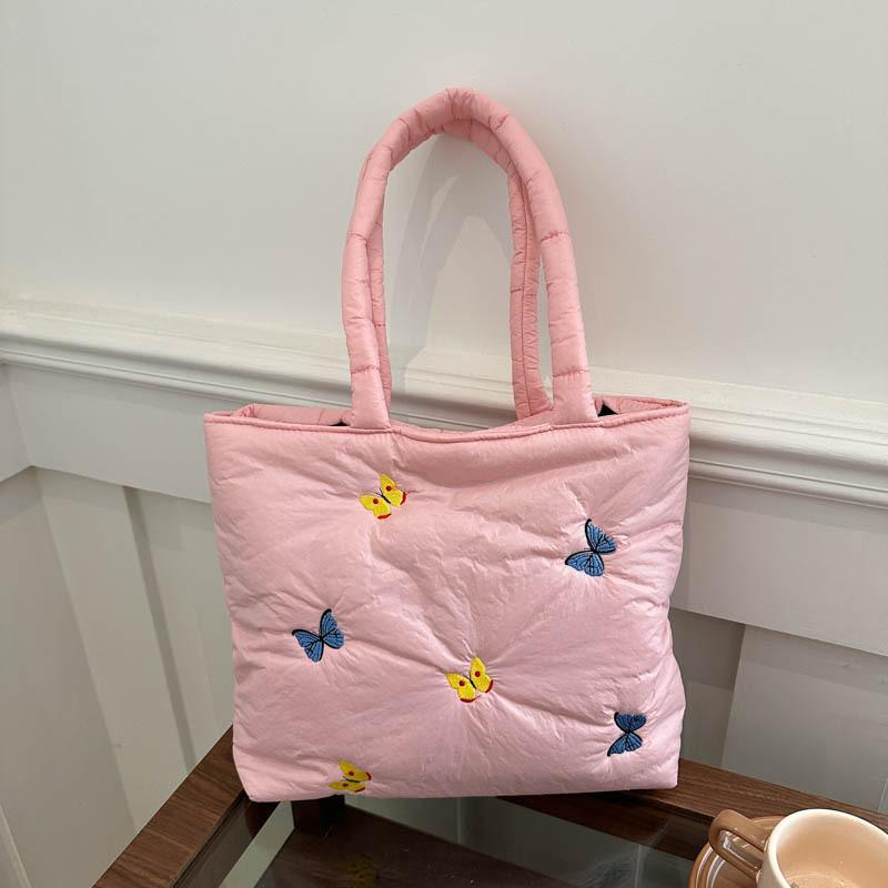 Large Capacity Embroidered Butterfly Casual Commuter Tote Bag In Fashionable Colors