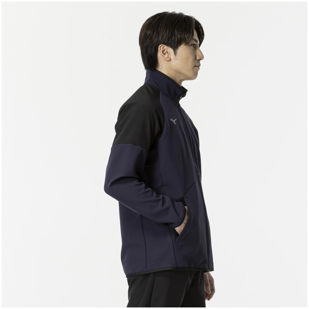 Mizuno Techseal Training and Deep Navy X Black Jacket, Water-Repellent, Windproof, Stretch, 32MEB651,