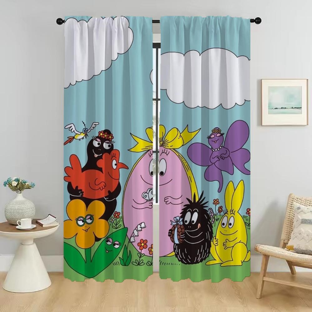 Halloween Decoration Les Barbapapa Curtains for Living Room Curtain Home Interior Curtains 2 Pieces Tulle for Bedroom Partition