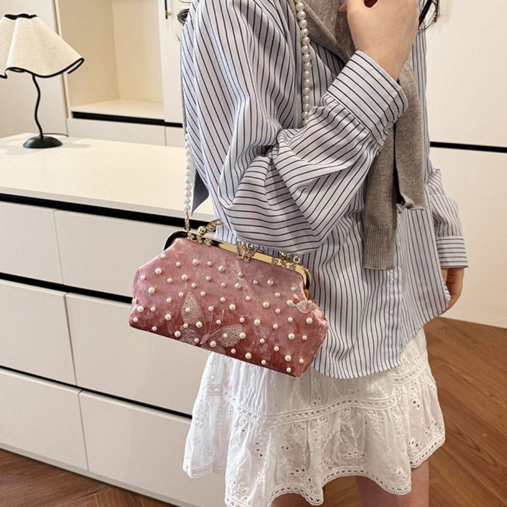 Cheongsam Accessories Chinese Style Handbag Pearl Hanfu Clutch Bag Casual Ladies Shell Bag  Women