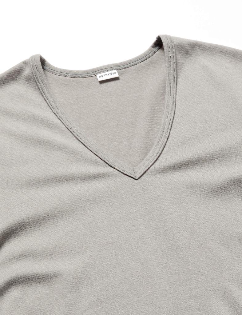 Bros by Wacoal Warm Undershirt with and Stretch Inverted Triangle Size L Men's V-Neck 3/4 Sleeves, Moisture-Wicking, Antibacterial, Odor-Resistant