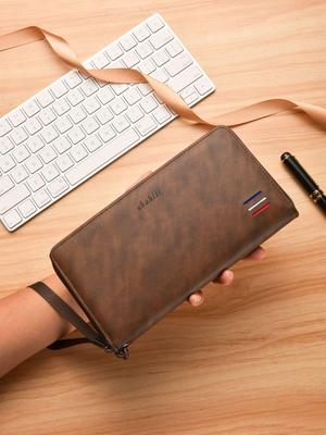 2025 Men's American Casual Long Wallet - Multi-Card Slot, Coin Purse & Phone Pocket, Large Capacity Clutch.