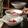 Petalshaped Ceramic Bowl White Underglaze Large Soup Salad Bowl Creative Hat Design for Home Restaurant Hotel
