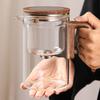 Glass Teapot with Strainer 600ml Magnetic Water Separation Tea Pot with Wooden Handle 2 Cups for Home Restaurant