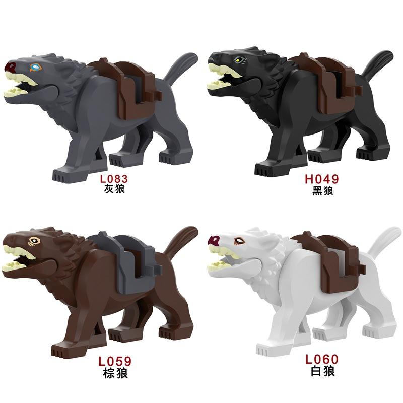 Medieval series of war horses, Lord of the Rings mounted Wolf series, children's educational assembling building block toys.