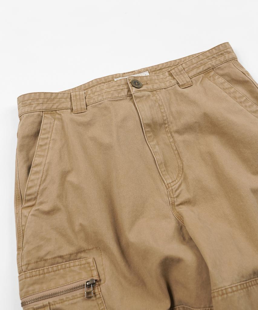 FRIZMWORKS Washed Cotton Zip Cargo Pants _ Beige