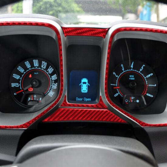 Red Carbon Fiber Car Dashboard Speedometer Cover For Chevrolet Camaro 2010-2015