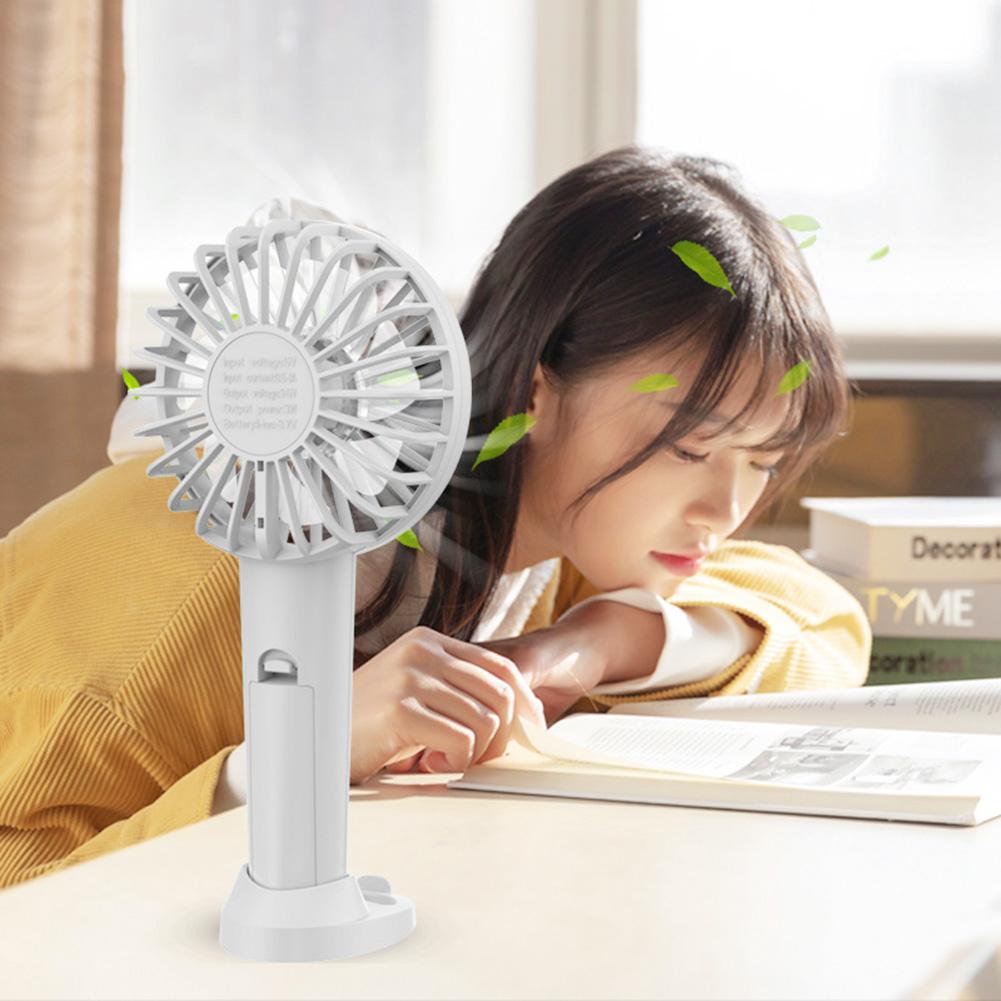 Handheld Fan 3 Speed Ventilador Fan USB Rechargeable Desktop Fan Mute Small Electric Fan with Phone Stand for Home Office Travel