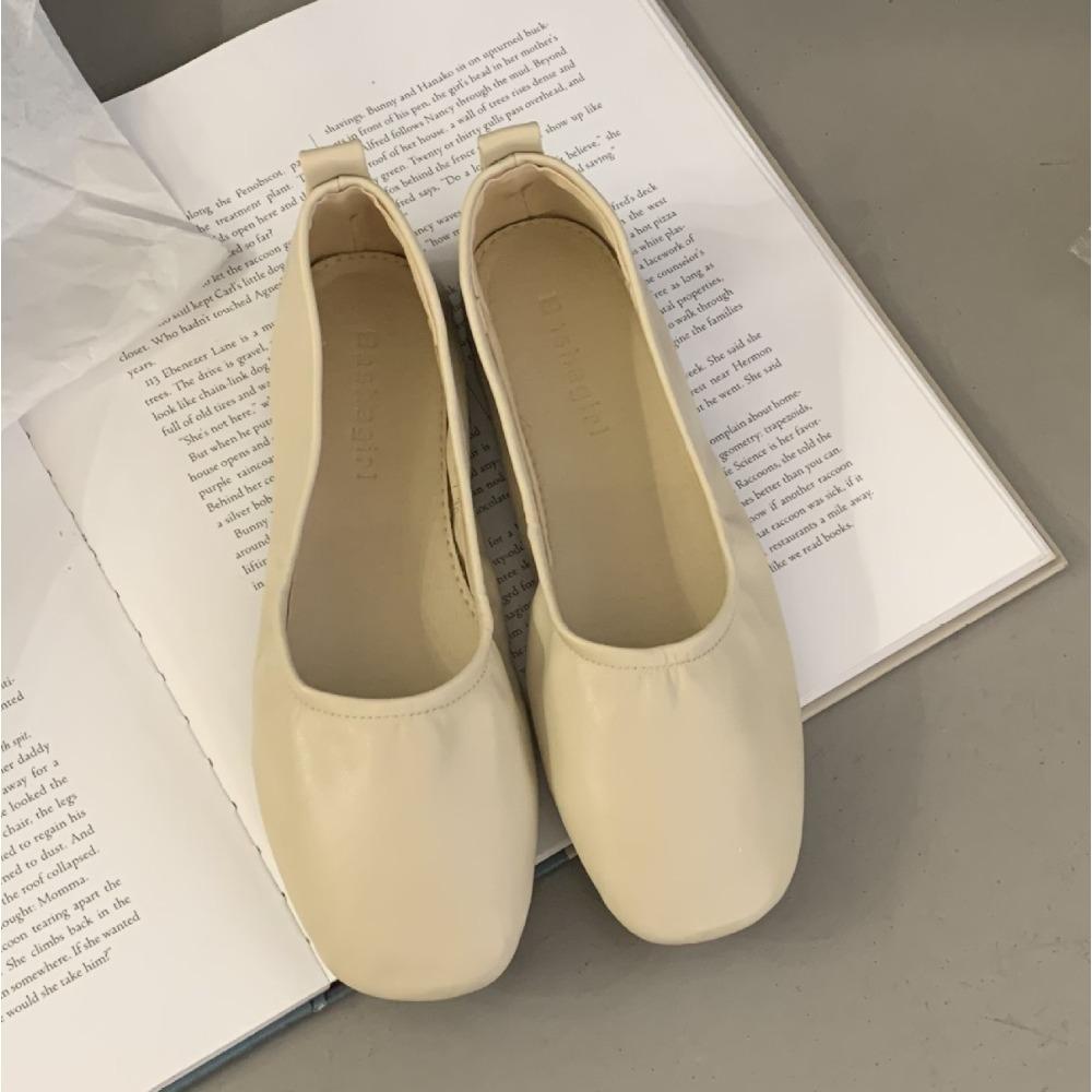 Flats for Women's 2025 Spring New Pumps Women's Autumn Soft Leather One-pedal Flat Grandma Shoes Retro Mary Jane Shoes