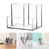 Clear Acrylic Vanity Organiser 3 Compartment Pencil Cup Cosmetic Storage Box For Bathroom Bedroom Countertop Cabinet