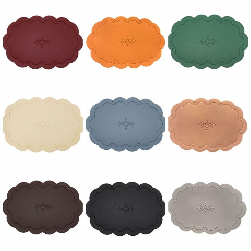 Retro Faux Leather Dinner Mat Oil-resistant Waterproof Placemat Nordic Style Thermal Insulation Mat Dining Table