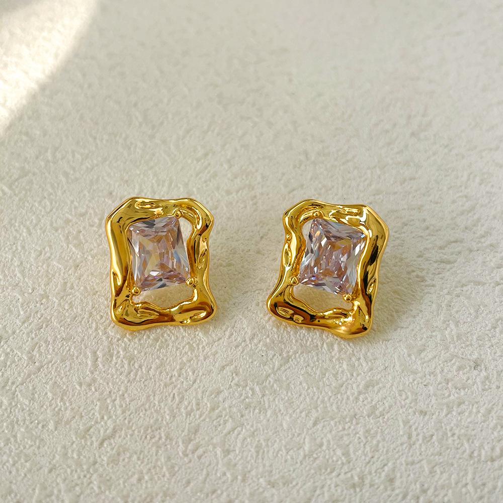 Fashion Fine Sparkle Zircon C Shape Crystal Earrings For Women Korean Temperament Accessories Wedding Jewelry Girls Gift