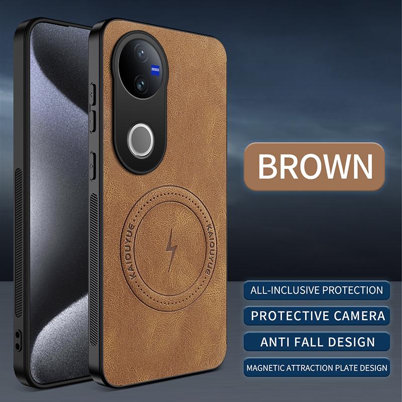 Sheepskin Vintage Magnetic Leather Soft Case For VIVO V50 V60 Lite For Vivo X300 Pro Silicone Bumper Matte Phone Cover V50 Lite