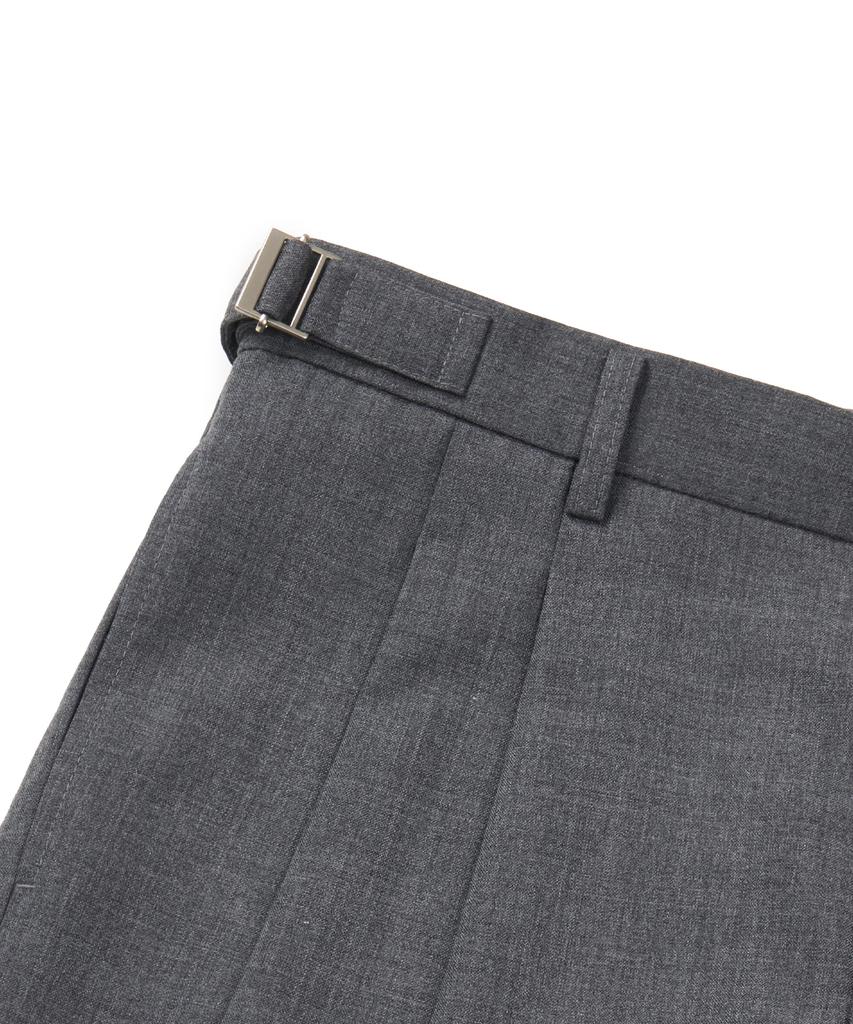 Neibieol Tropical Wool Double-Pleat Wide Pants - Charcoal