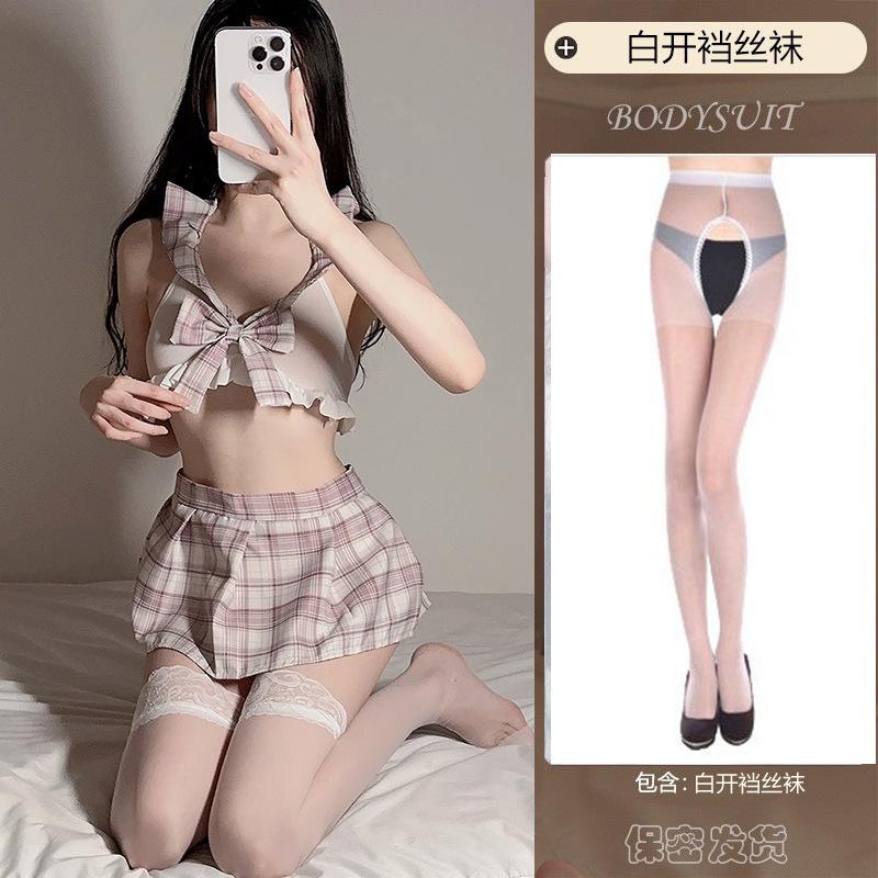 Sex underwear student uniform miniskirt sweet pure desire cute new summer and autumn pajama set