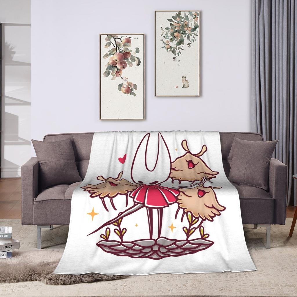 Hollow Knight Silksong Blanket Warm Soft Pattern Plush Throw Blanket For Girls Boys Couch Bed Flannel Bedspread Bed Cover