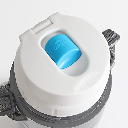 Pearl Metal Octave Double Stainless Steel Water Bottle, 1000ml, with Cup, Wide Mouth, Blue, HB-1743