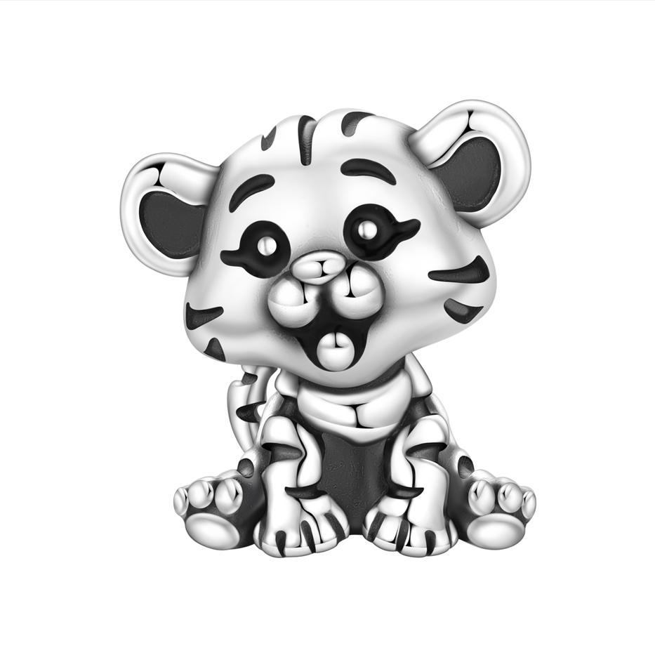 S925 Silver Cute Animal Panda Raccoon Koala Elephant Beaded Bracelet DIY Jewelry Charm Beads Accessories