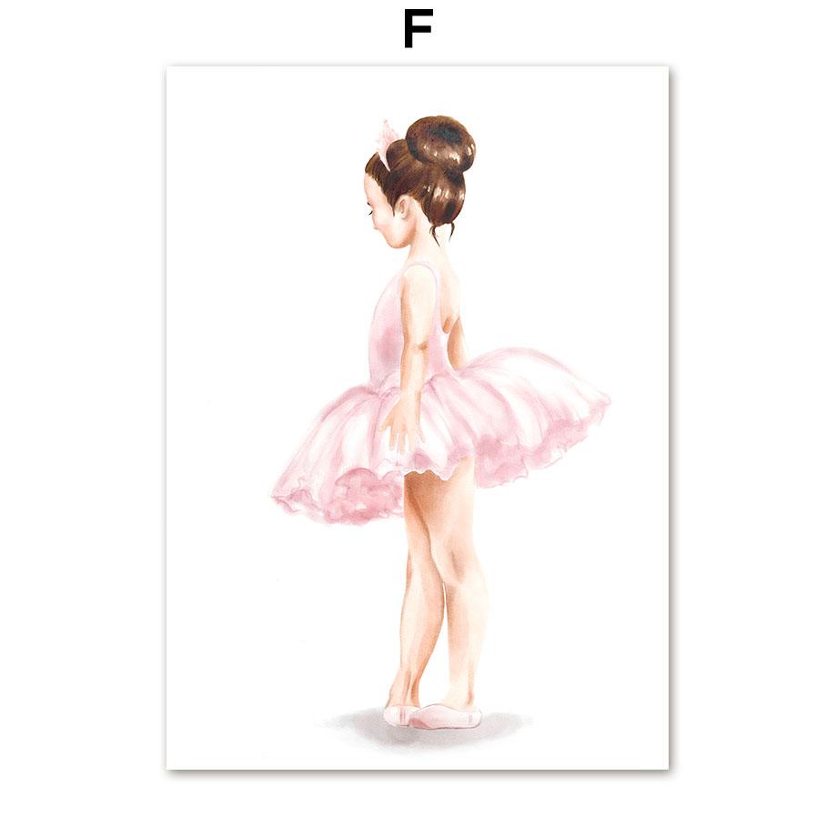 Unicorn Ballet Girl Princess Rainbow Flower Wall Art Canvas Painting Nordic Posters And Prints Wall Pictures For Kids Room Decor