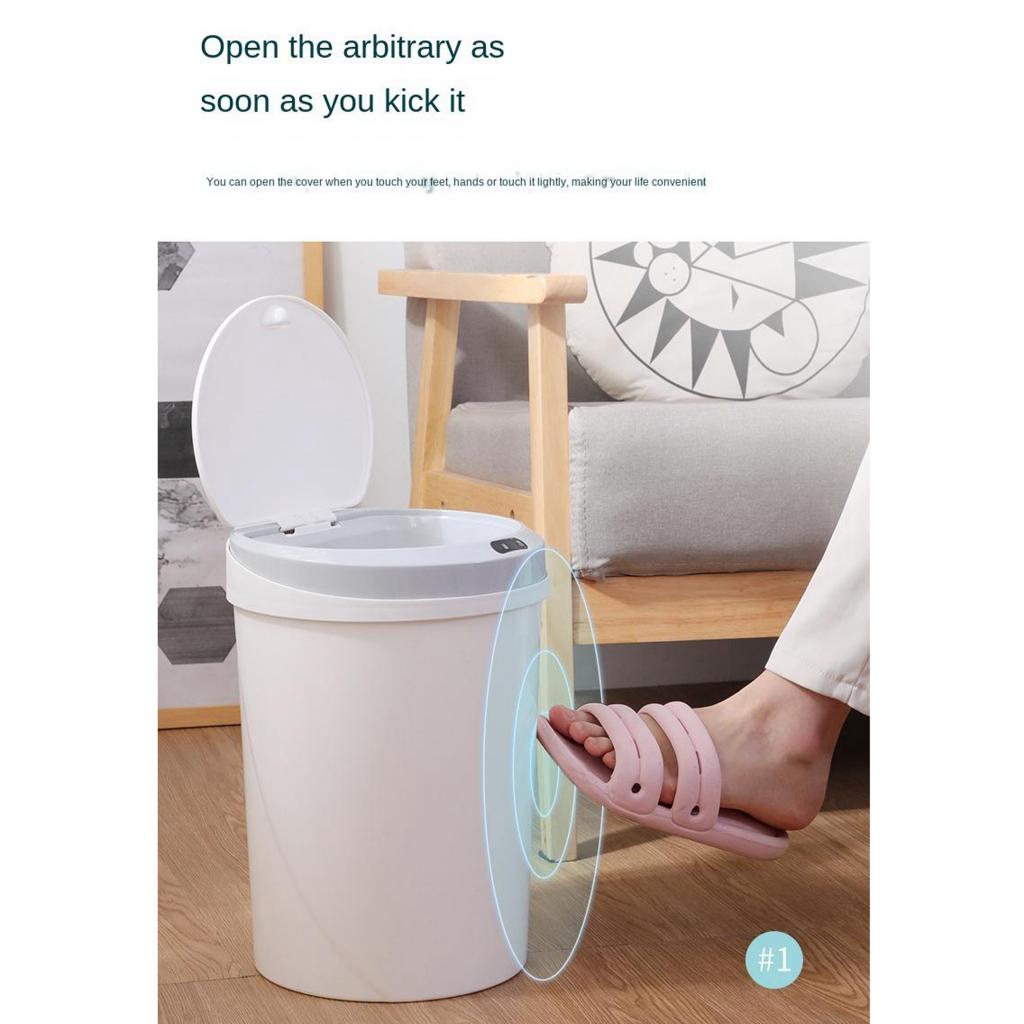 12L Touchless Automatic Sensor Trash Can with Lid, USB Dustbin for Baby Room Bathroom Kitchen Hotel