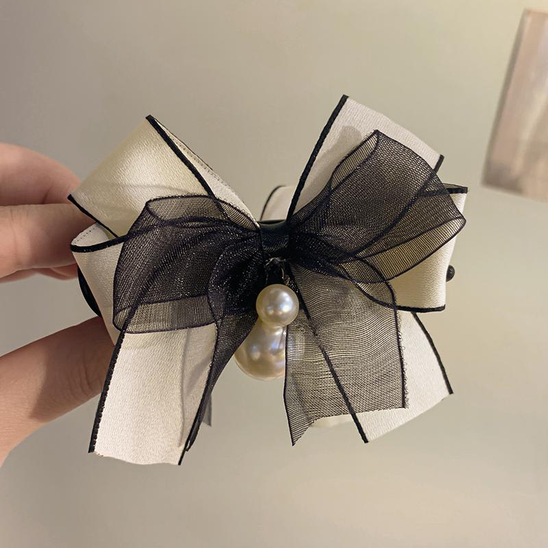 

Elegant Big Bow Hairpin for Women Ribbon Hair Clip Bowknot Barrettes Mesh Head Top Clip Korean Retro Girl Hair Accessories