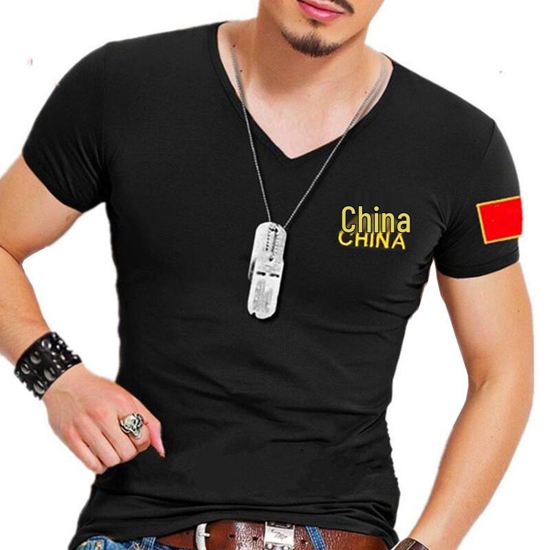 Dikewei Men s Patriotic China Embroidered T-Shirt L