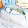 Multi-functional Polka Dot Design Pencil Case Cartoon Large Capacity Pen Bag Stationery Storage Bag School Office Supplies