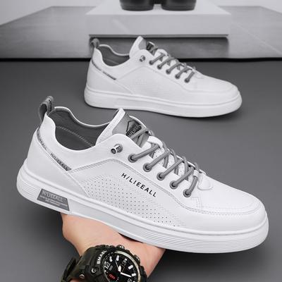 Heren schoenen nieuw voorjaar ademend één-pedaal kleine witte leren schoenen trendy veelzijdige heren sport anti-slip platte schoenen