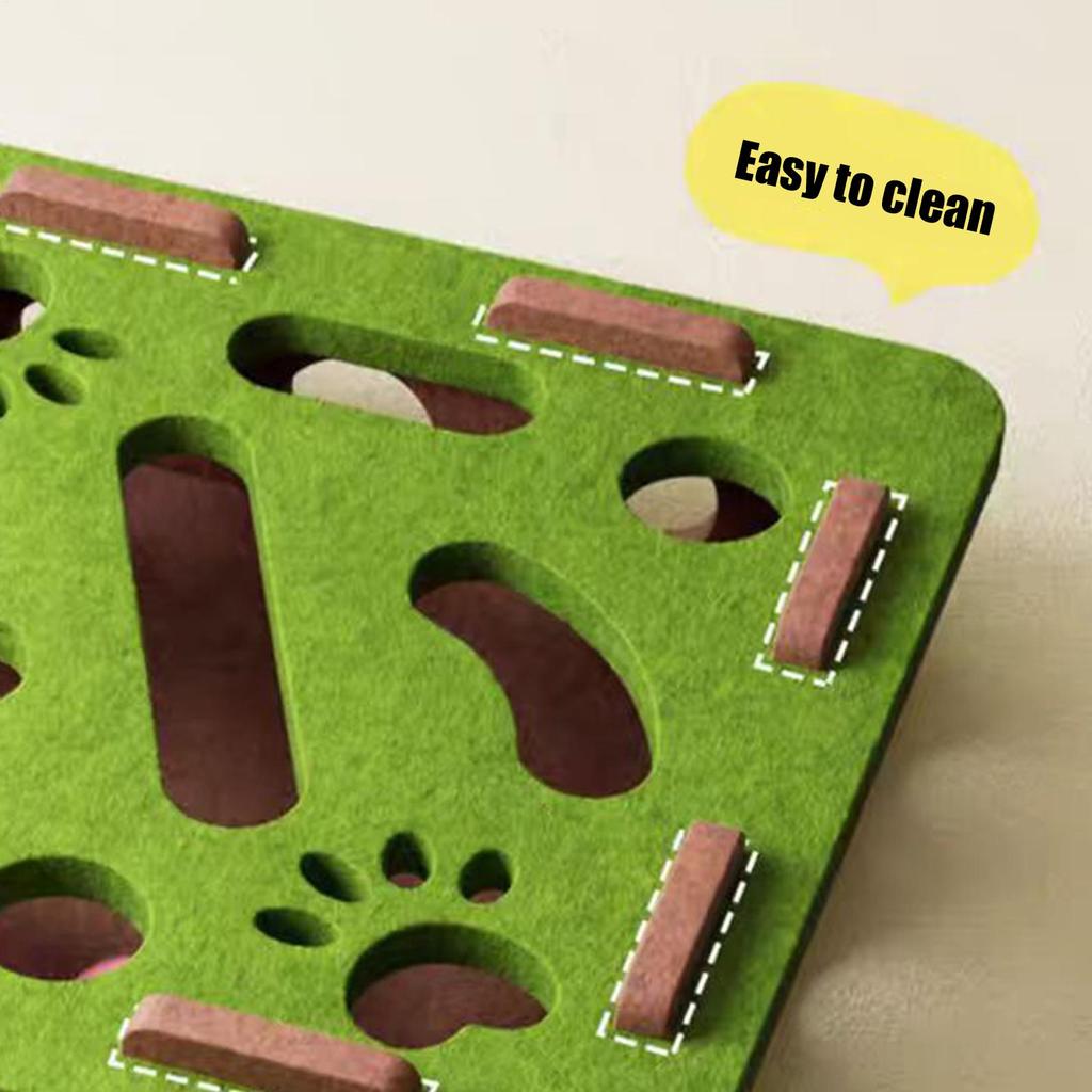Interactive Cat Puzzle Toy with Digging Holes - Self Amusing Maze Box Bell Ball Mental Enrichment for Kittens Felt Material