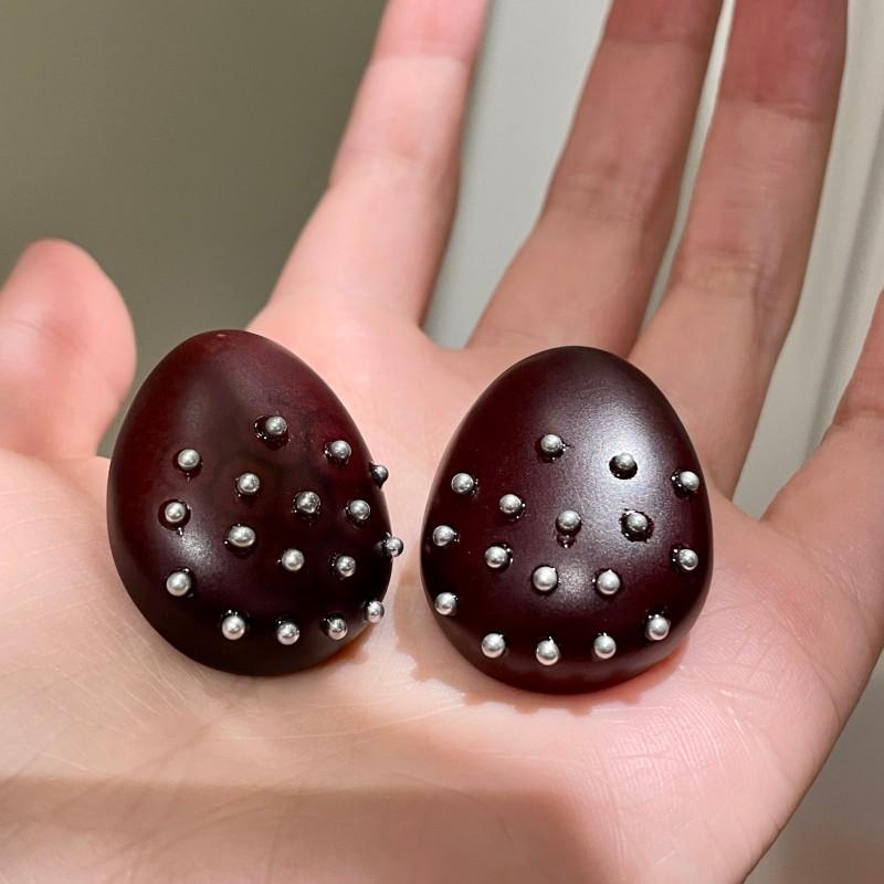 Natural tiger's eye stone series stud earrings for women Maillard exquisite retro earrings niche light luxury high-end temperament earrings