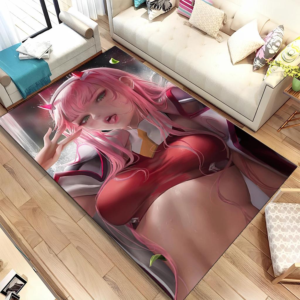 Tappeto Area Sexy Girl Zero Two DARLING In FRANXX, Tappeto per Casa Soggiorno Camera da Letto Divano Zerbino Decorazione, Tappetino Antiscivolo per Bambini Regalo