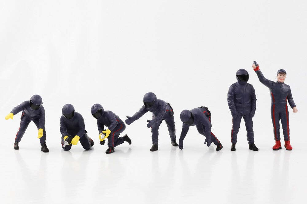 American Diorama Pit Crew Set III Blue Figure Set American Diorama Pit Crew Metal Figures Set 1/18 7-piece [item]