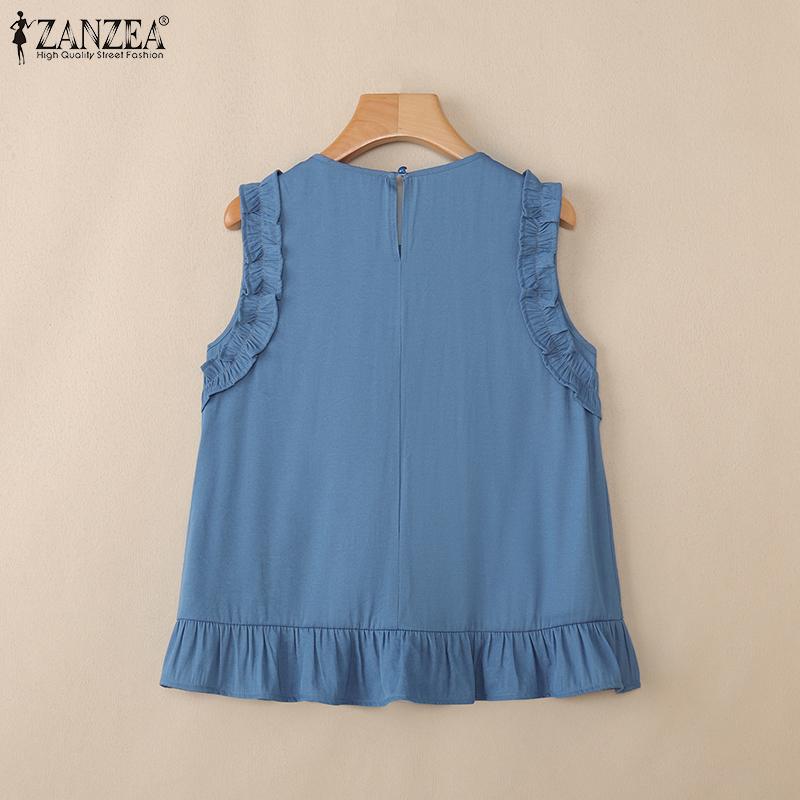 ZANZEA Maiouri de vară casual cu gât rotund și fără mâneci pentru femei