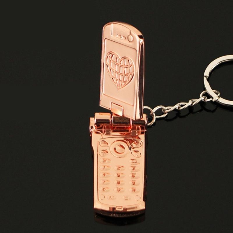 Portable Flip Rotating Small Phone Keychain Charm Pendant With Full Zinc Alloy Designs for Personalize Decoration