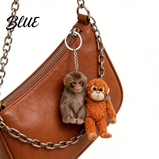 Handmade Monkey Keyring Keychain 2D Acrylic Cute Holding Plush Toy Accessory Hanging Pendant for Backpack Purse Car Keys Aceessory Everyday Use
