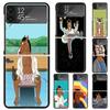 Cartoon B-BoJack Horsemans Hard PC Phone Case For Samsung Galaxy Z Flip 7 6 5 4 3 Black ZFlip7 ZFlip6 Flip5 Flip4 Flip3 5G Print