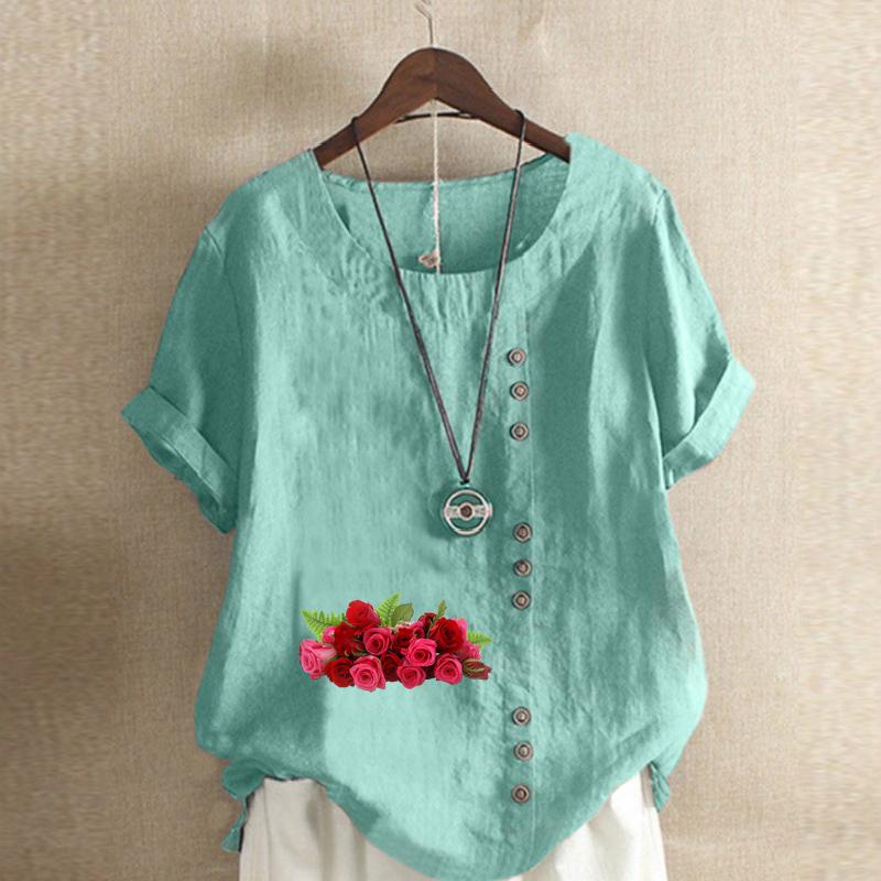 Женская модная футболка с круглым вырезом и коротким рукавом — фото 6