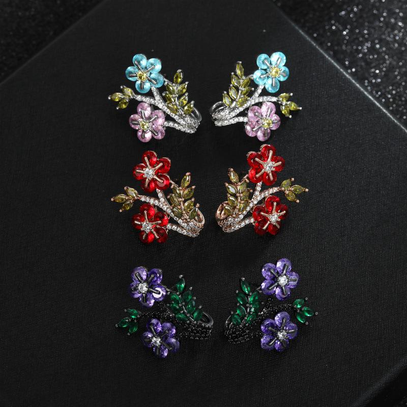 Elegant S925 Silver Floral Earrings with Zircon, Light Luxury Niche Design for Women 2026