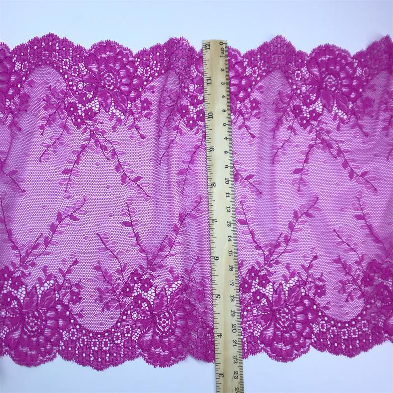 22cm Wide Stretch Lace, Hot Pink Elastic Spandex Lace for Lingerie, Bra, Underwear, Sewing & Crafting