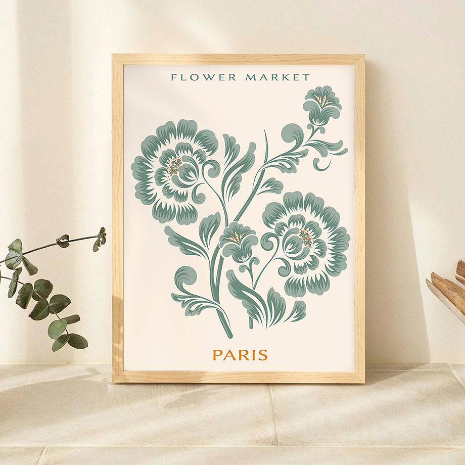 Sage Green Green Floral Wall Art Prints Set Modern Set 6 Abstract Posters Gallery Canvas Painting Pictures Living Room Decor