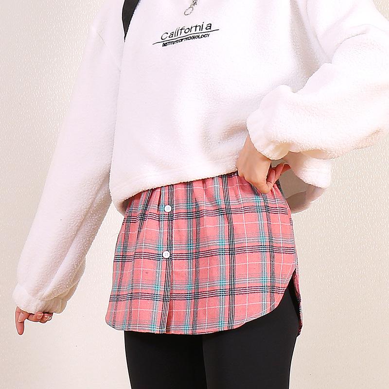 Plaid Layered Sweater Skirt for Women - Autumn/Winter Bottoming with Faux Hem To Cover Hips.