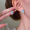 Dopamine Color Circle Earrings Women's Summer Personality Sweet Versatile Silver Needle Earrings Fashion Design Contrasting Color Earrings