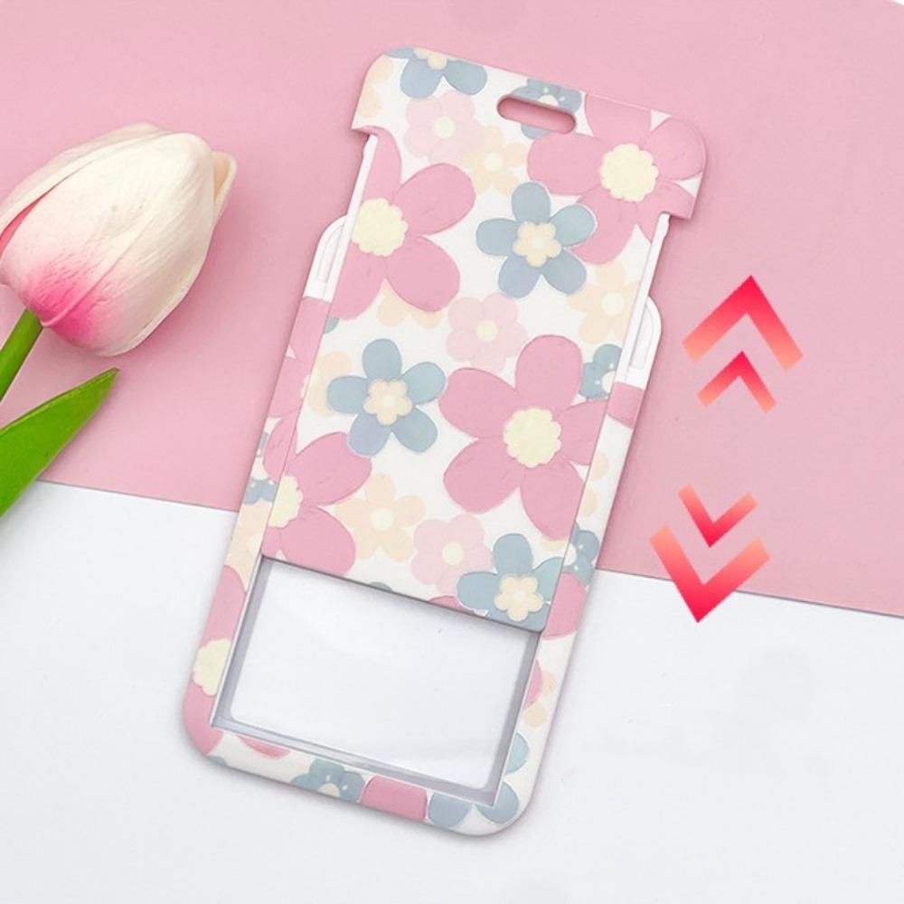 Sweet Floral Card Protective Sleeve Neck Strap Lanyard Card Holder Cute Card Case  ID/Bus/Bank Card