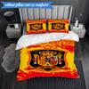 Set Biancheria da Letto 3 Pezzi con Stemma Calcio Spagnolo Gruppo Musicale K-pop, Ideale per Camera da Letto, Dormitorio, Include Copripiumino e 2 Federe, Regali per Fan